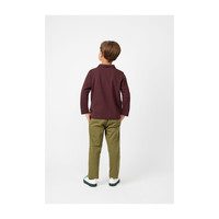Finley Long Sleeve Polo, Navy & Chocolate Stripe