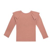 Romy Ruffle Shoulder Waffle Top, Dusty Rose