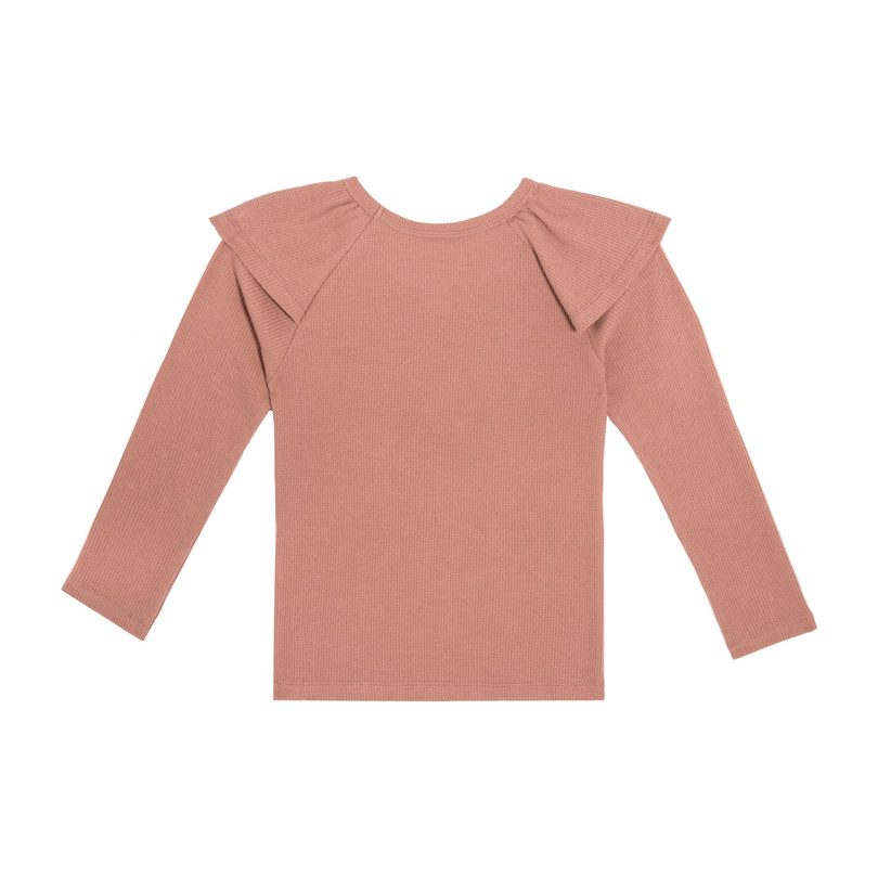 Romy Ruffle Shoulder Waffle Top, Dusty Rose Romy Ruffle Shoulder Waffle Top, Dusty Rose