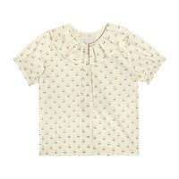 Lily Short Sleeve Ruffle Collar Blouse, Mini Pink Tulip