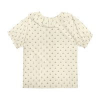 Lily Short Sleeve Ruffle Collar Blouse, Mini Pink Tulip