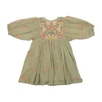 Ava Bella Dress, Green Tea w/ Multi Embroidery
