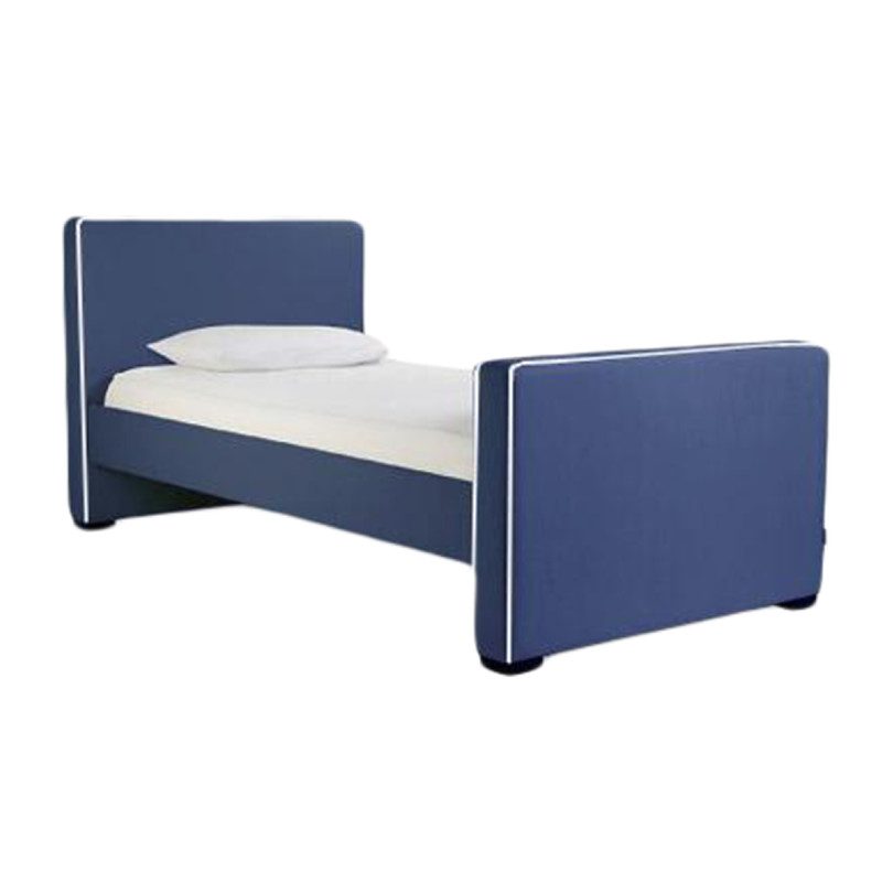 Dorma High Headboard Bed, Navy Microfiber & Walnut Frame - Beds ...