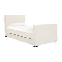 Dorma High Headboard Trundle Bed, Beach Linen & Walnut Frame