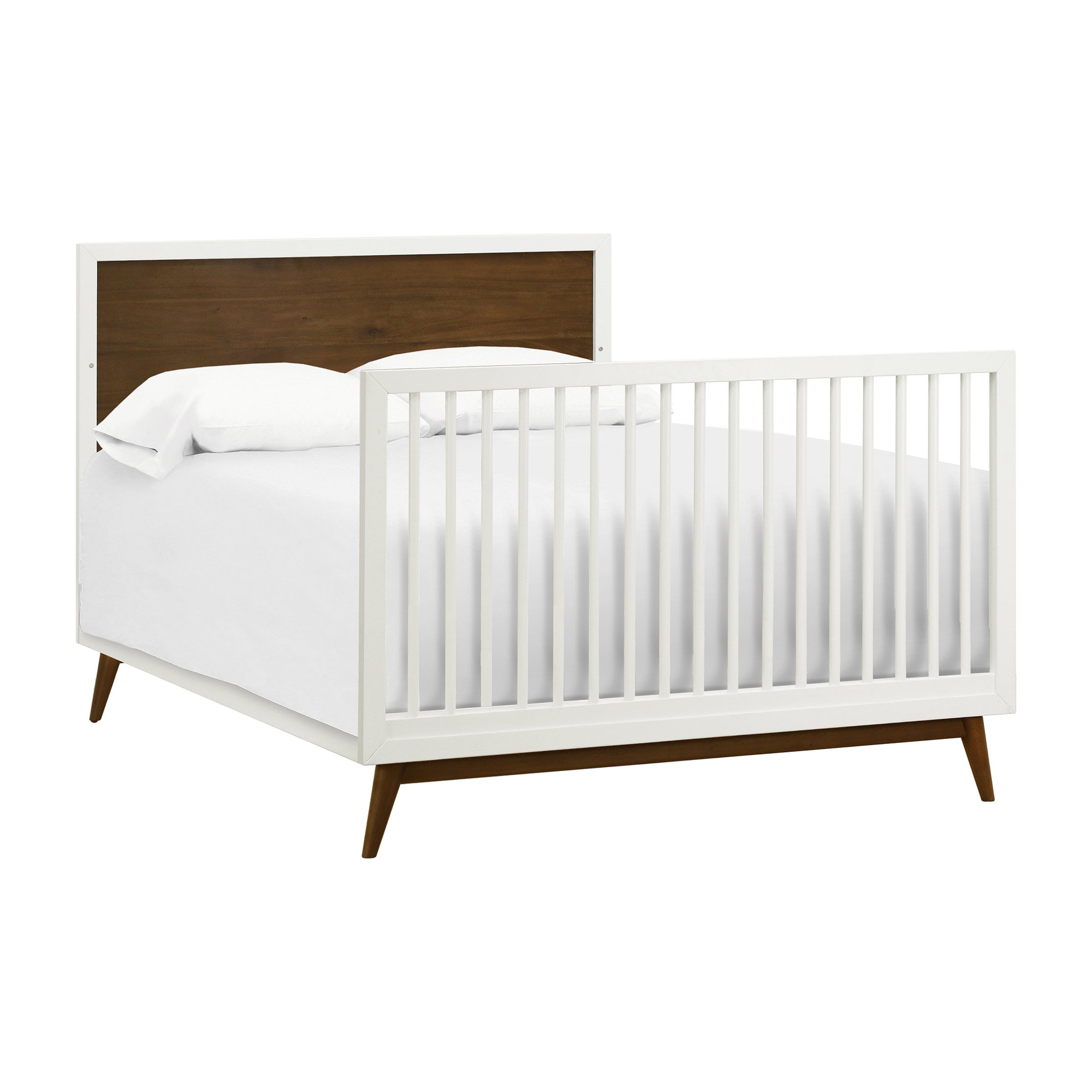 Palma 4in1 Convertible Crib, White & Natural Walnut Cribs