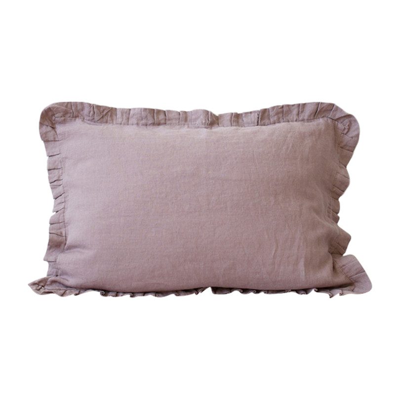 Frilled Linen Pillowcase, Ashes of Roses Shams & Pillows
