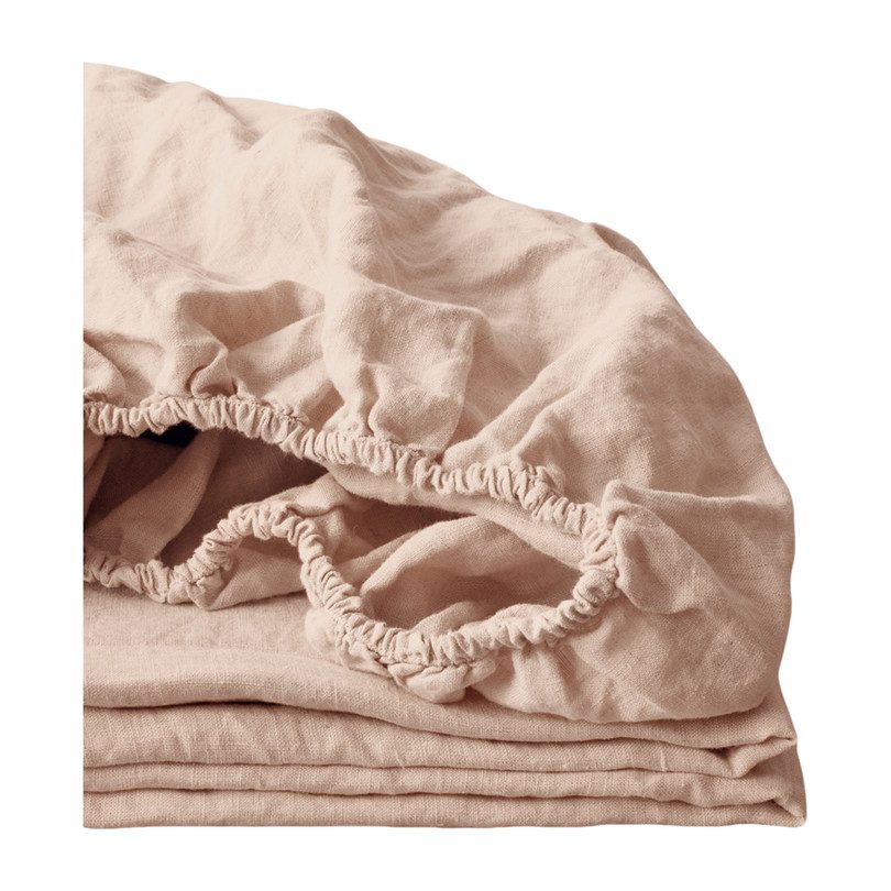 Linen Fitted Sheet, Peach Sheets