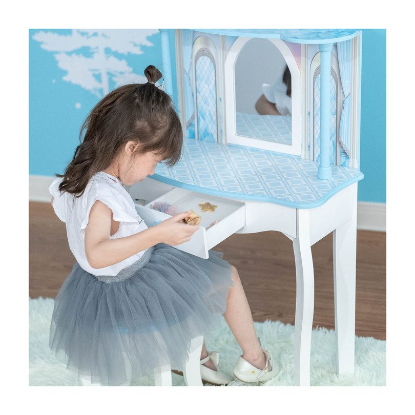 Dreamland Castle Play Vanity Set, White/Ice Blue Dollhouses & Accessories
