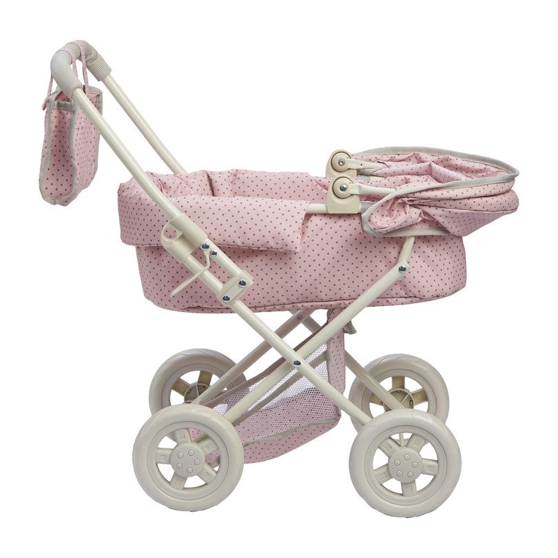 Polka Dots Princess Baby Doll Deluxe Stroller, Pink & Grey Dolls