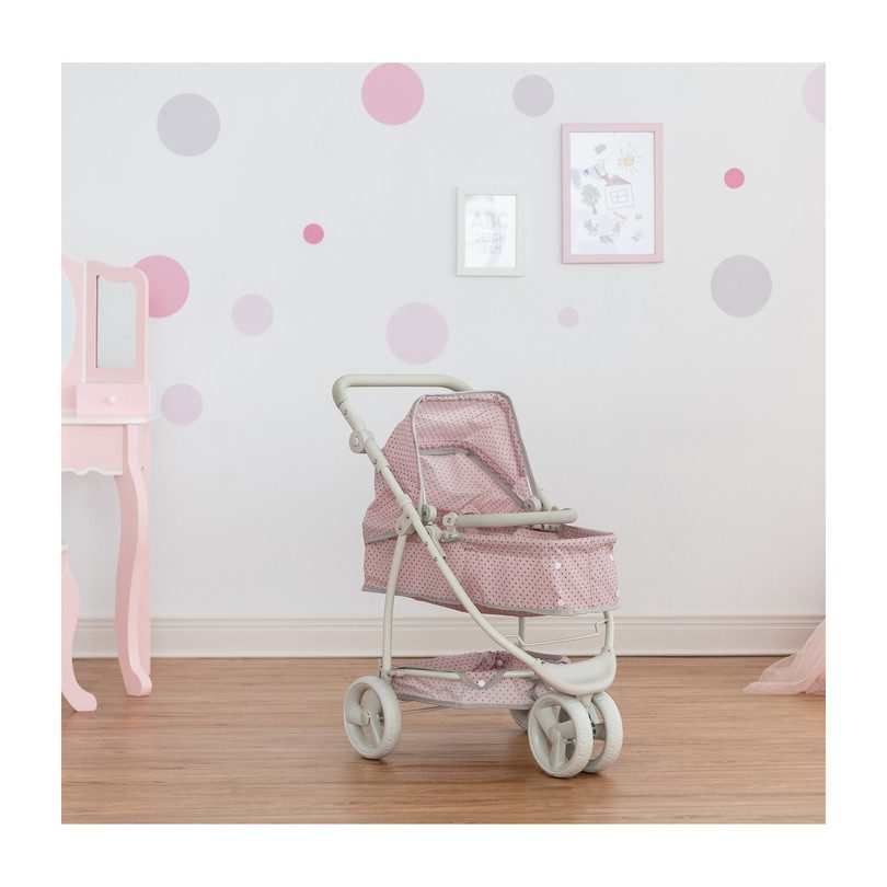 Polka Dots Princess 2-in-1 Baby Doll Stroller, Pink/Grey - Dolls & Doll ...