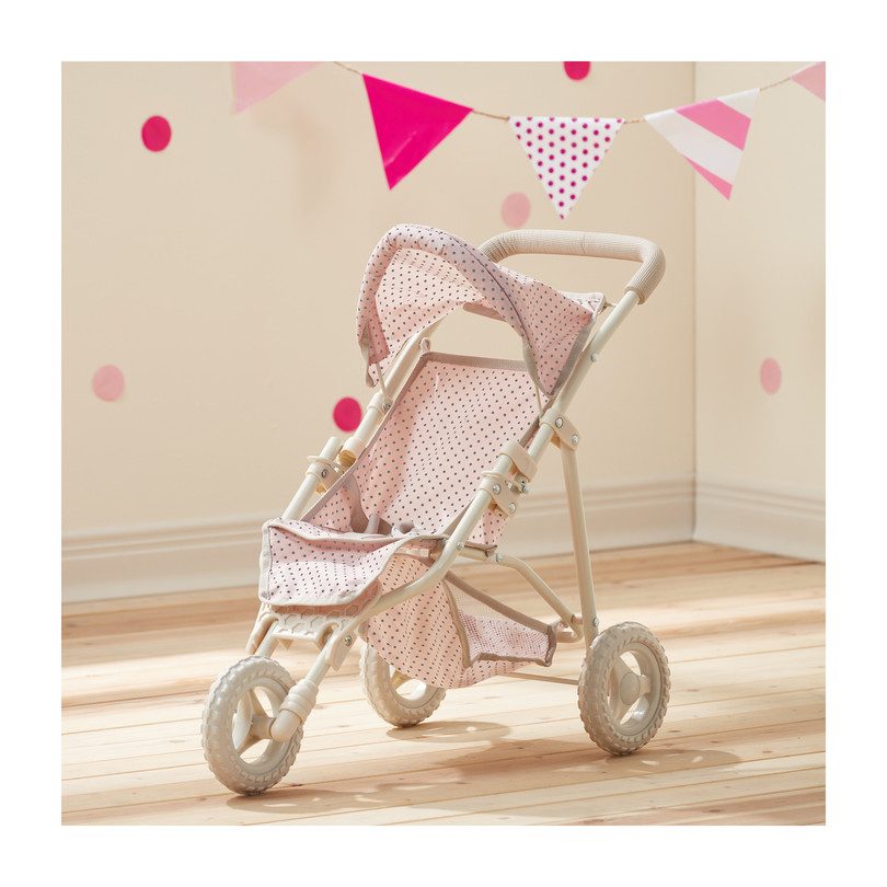Olivia's Little World - Polka Dots Princess 2-in-1 Baby Doll Stroller Pink Gray~14374998 A02
