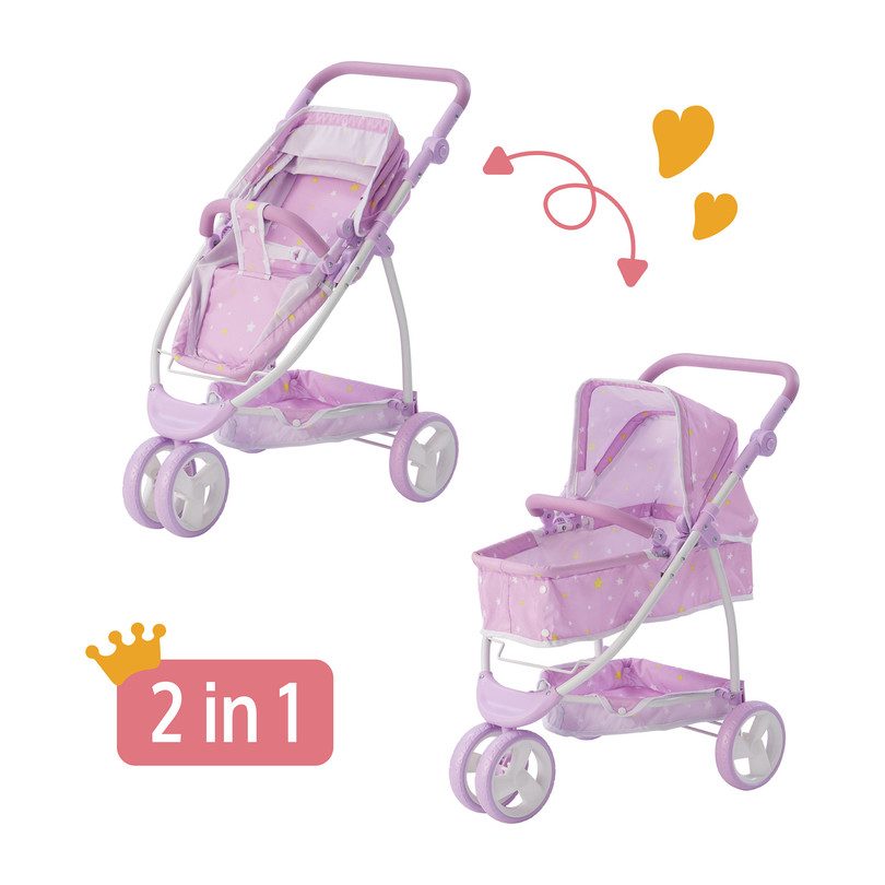 Twinkle Stars Princess 2in1 Baby Doll Stroller, Purple Dolls & Doll