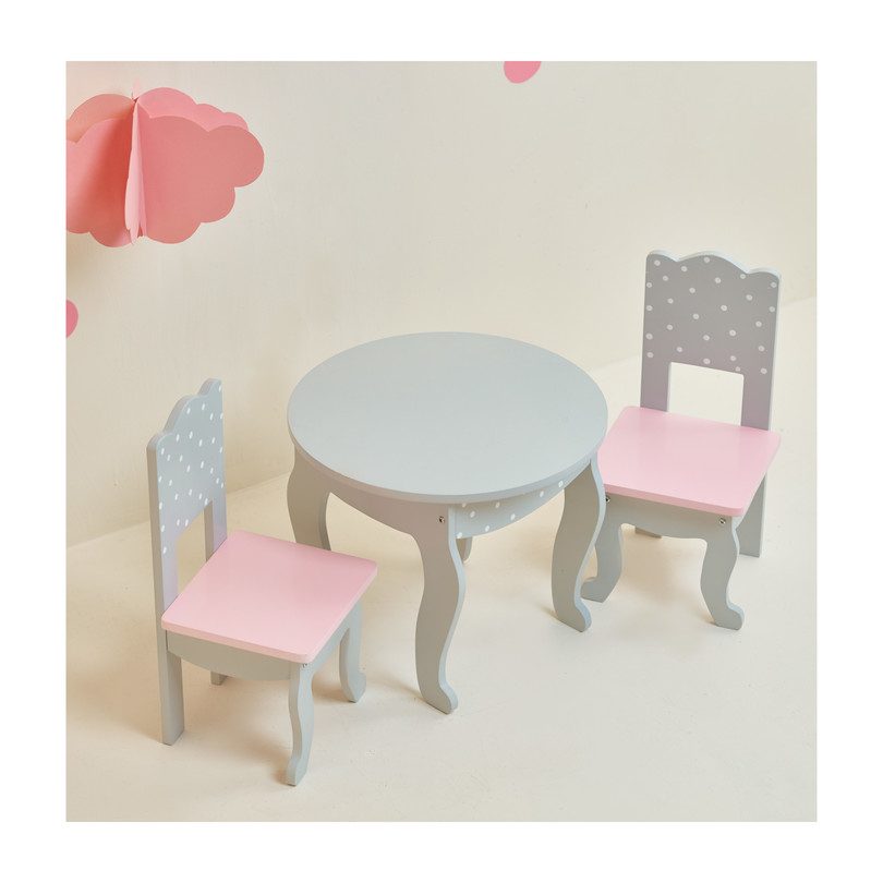Polka Dots Princess 18" Doll Table & 2 Chairs Set, Grey - Dolls & Doll ...