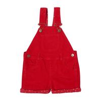 Corduroy Short Overalls, Red