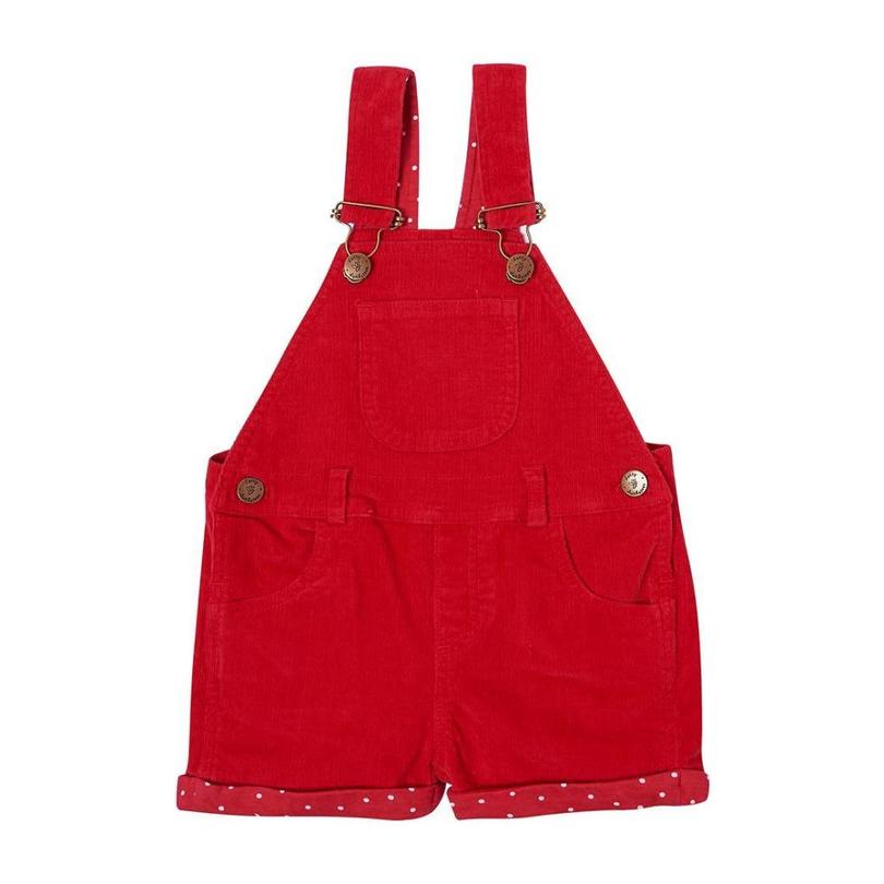Corduroy Short Overalls, Red Corduroy Short Overalls, Red