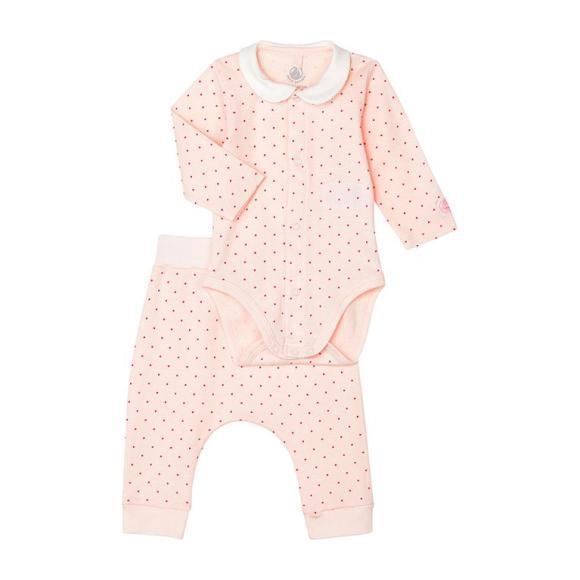 Baby Two Piece Set, Pink With Dot Print Rompers
