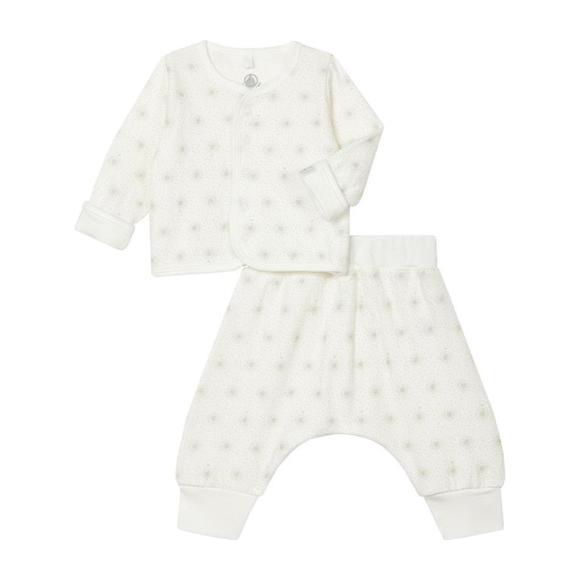 Baby Two Piece Set, White With Starburst Print Baby Two Piece Set, White With Starburst Print
