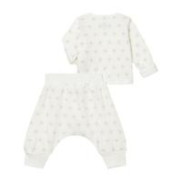 Baby Two Piece Set, White With Starburst Print