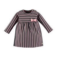 Striped Long Sleeve Dress, Grey & Pink