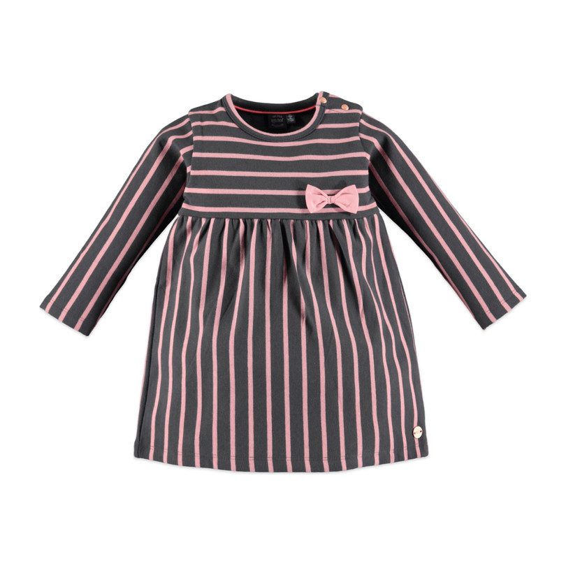Striped Long Sleeve Dress, Grey & Pink Striped Long Sleeve Dress, Grey & Pink