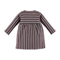 Striped Long Sleeve Dress, Grey & Pink