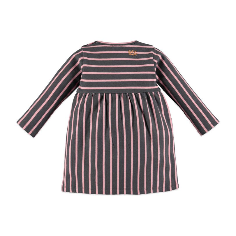 Striped Long Sleeve Dress, Grey & Pink Striped Long Sleeve Dress, Grey & Pink