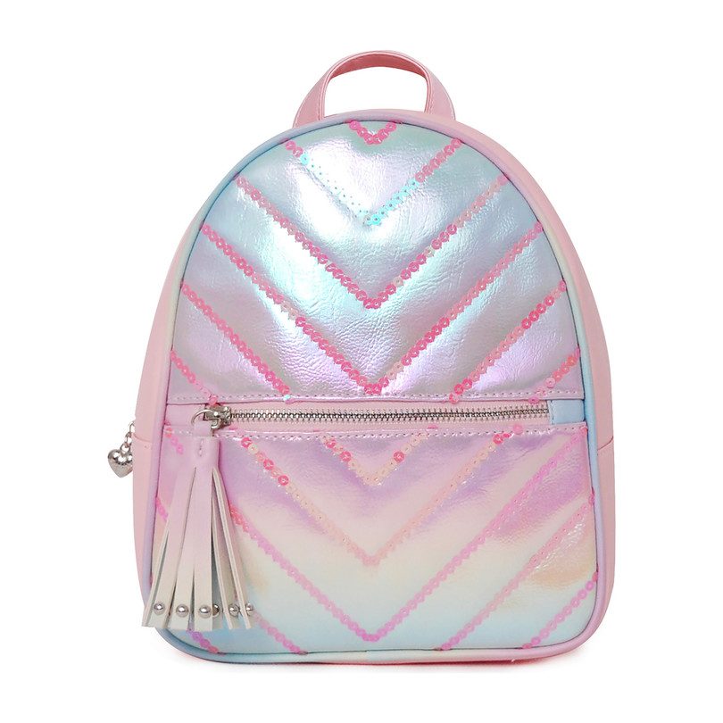 Irridescent Chevron Quilt Sequins Mini Backpack, Pink - Bags - Maisonette