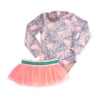 Tutu Rashguard One Piece, Pink Monstera